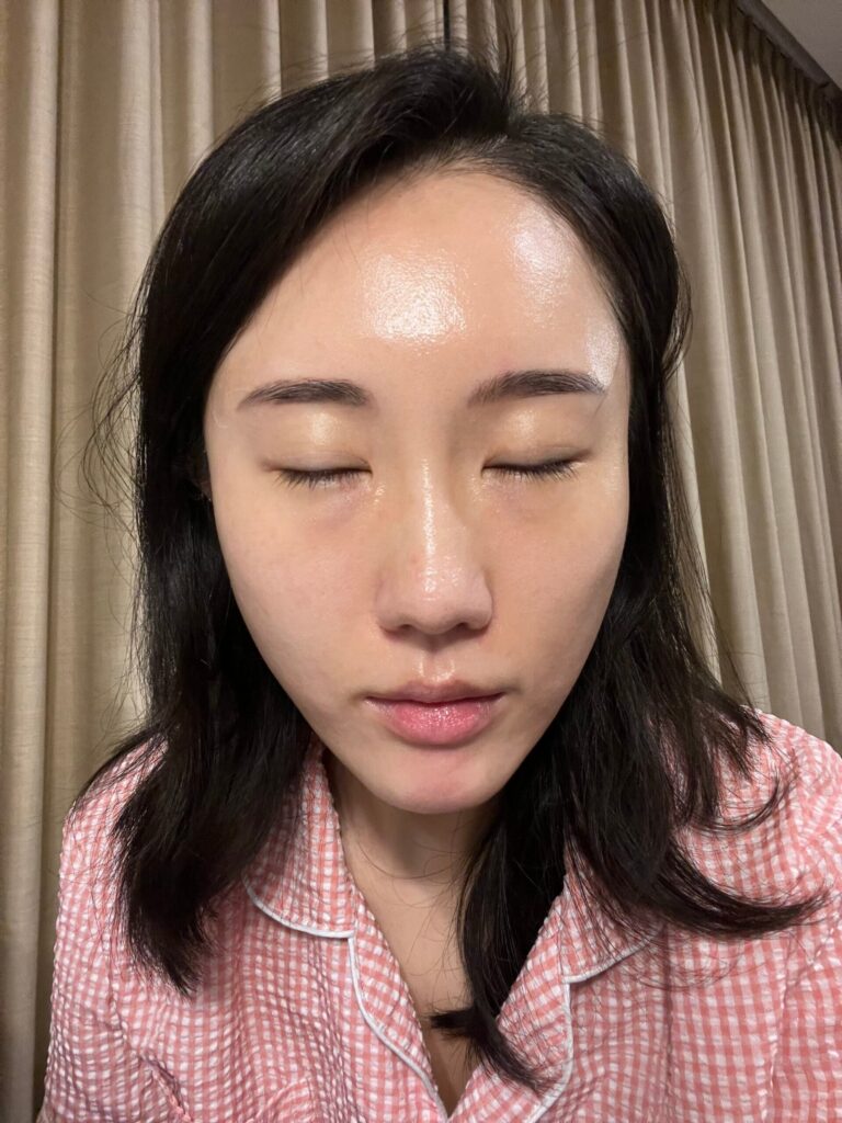 Natural light photo of skin after Dermall Matrix pre-event ritual