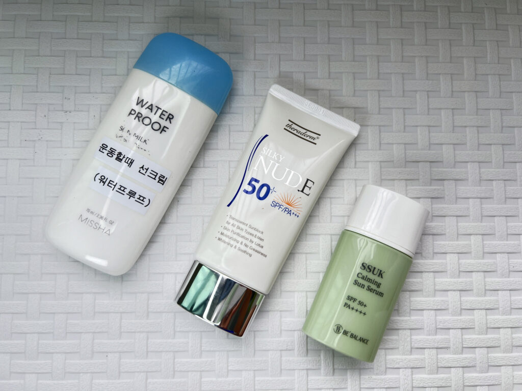 Korean sunscreen for face products in different textures and formats