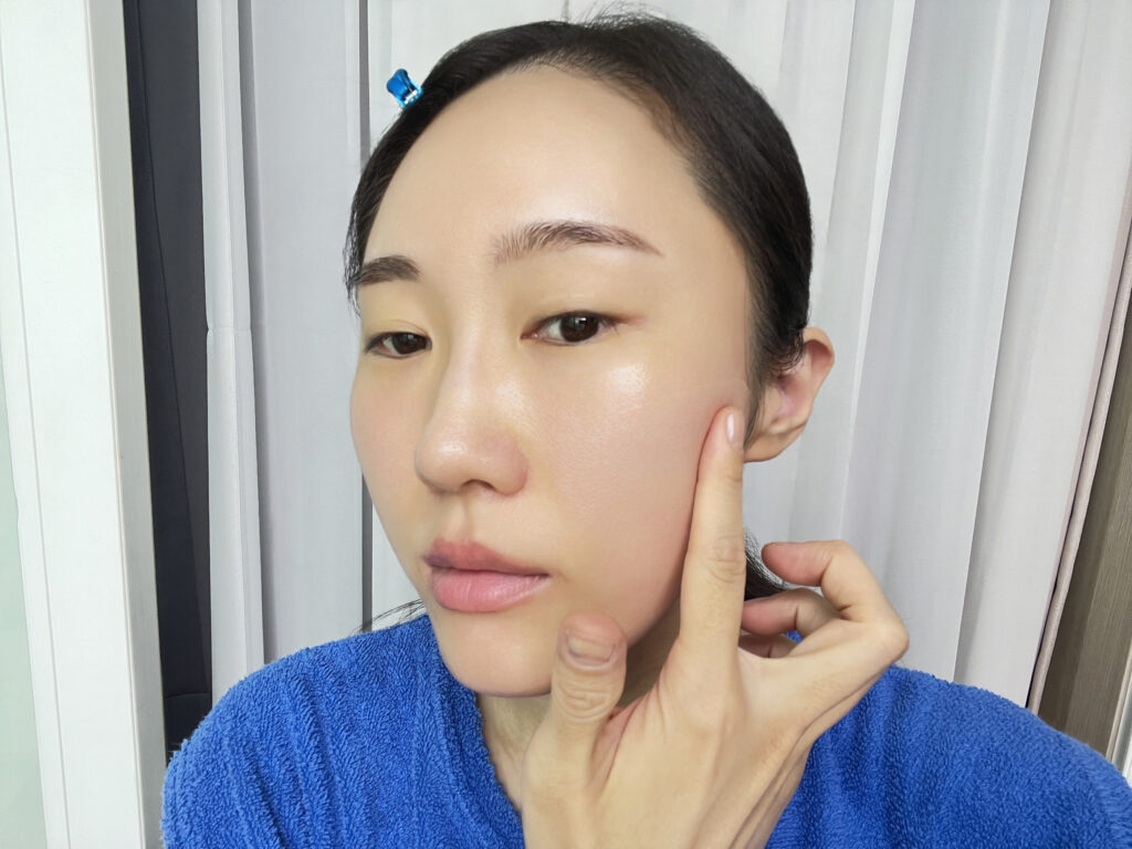 Natural dewy skin without heavy makeup