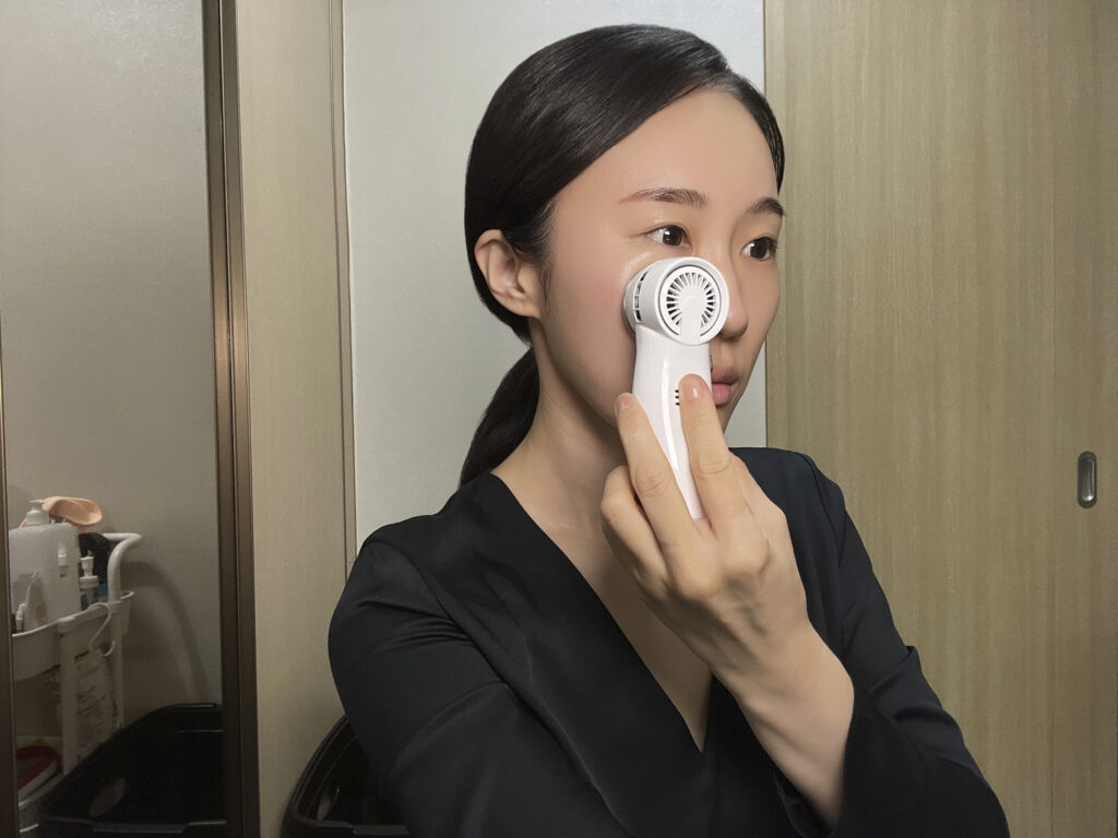 Cooling the skin with iCHA immediately after the mask, before any makeup goes on.