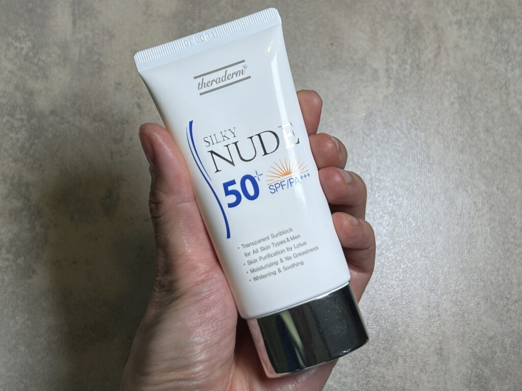 Theraderm Silky Nude SPF 50+ PA+++ Korean sunscreen tube
